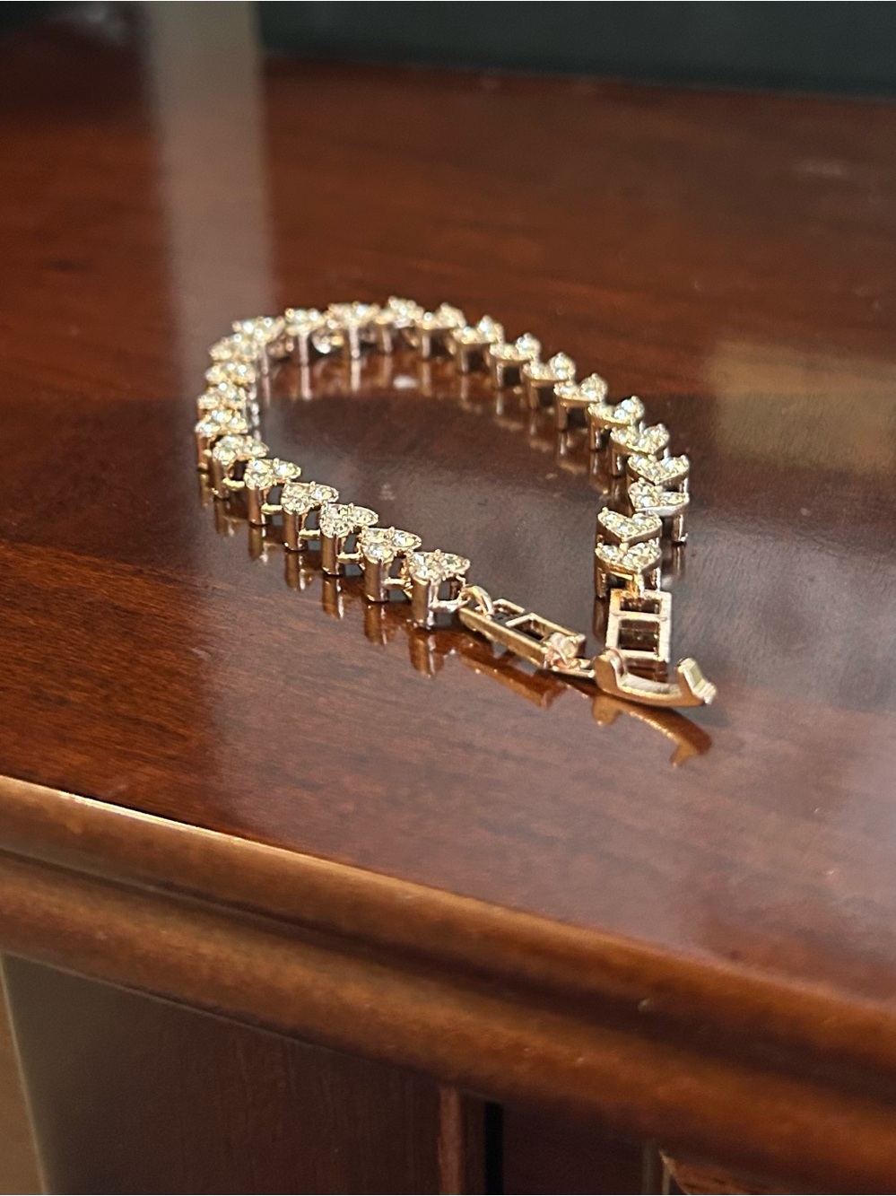 Elegant Rose Gold Tennis Bracelet with Clear Stones